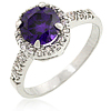 Amethyst Round Cut Crystal With Pave Blue Luster Diamonds